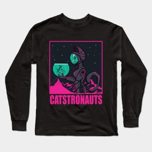 Catstronaut holding a fish Long Sleeve T-Shirt